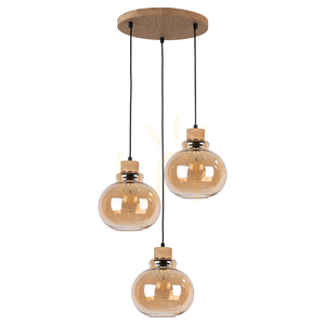 Závesné svietidlo Serena 3xE27 Max. 60 W, olejovaný dub / čierne PVC / hnedá, Ø 40 cm small 0