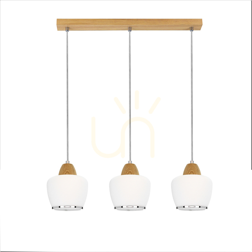 Skontrolujte Závesné svietidlo Rondas 3xE14 Max. 40 W, olejovaný dub/číry/biely/chróm, 53 cm