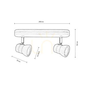 Stropné svietidlo Tessa 2xGU10 LED 4,5 W, olejovaný dub, 29 cm small 2