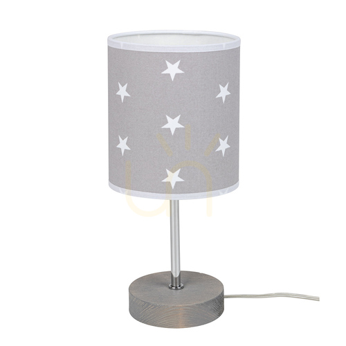 Skontrolujte Stolná lampa Fiete, 1xE27, Max. 25 W, borovica morená na šedo/chróm/šedo-biela, Ø 13 cm