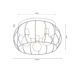 Stropné svietidlo Chester, 3xE27, Max. 60 W, čierna/olejovaný dub, Ø 50 cm small 1