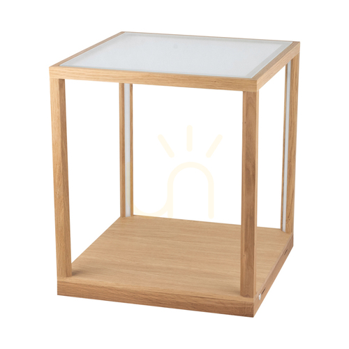 Skontrolujte Bočný stolík Tavoli Glass 1xLED, 27 W, olejovaný dub/matný povrch/dotykový stmievač, 45,5 cm