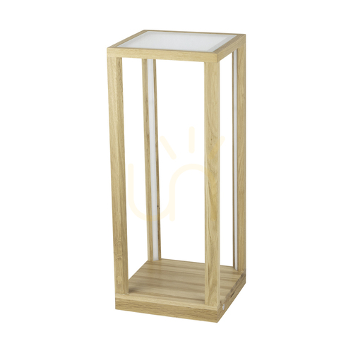 Skontrolujte Bočný stolík Tavoli Glass s 1xLED, 33 W, olejovaný dub/čierna/matné sklo/dotykový stmievač, 25 cm