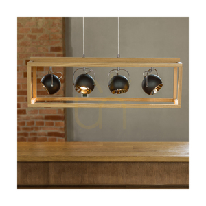 Závesné svietidlo Roy, vrátane 4 ks LED žiaroviek GU10 s výkonom 5 W, olejovaný dub/číry/čierny, 90 cm small 1