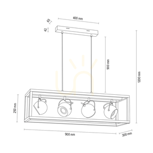 Závesné svietidlo Roy, vrátane 4 ks LED žiaroviek GU10 s výkonom 5 W, olejovaný dub/číry/čierny, 90 cm small 2