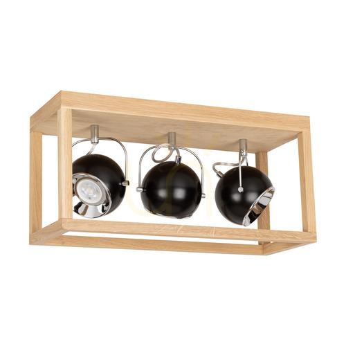 Skontrolujte Stropné svietidlo Roy, vrátane 3 ks LED žiaroviek GU10 s výkonom 5 W, olejovaný dub/čierna, 52 cm
