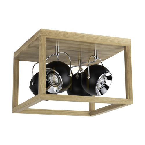 Skontrolujte Stropné svietidlo Roy, vrátane 4 ks LED žiaroviek GU10 s výkonom 5 W, olejovaný dub/čierna, 36 cm
