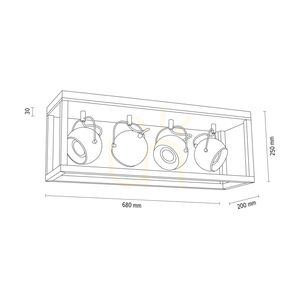 Stropné svietidlo Roy, vrátane 4 LED žiaroviek GU10 s výkonom 5 W, olejovaný dub/čierna, 68 cm small 2