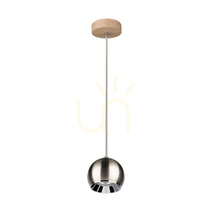 Závesné svietidlo Ball Wood, vrátane 1 ks 5 W LED žiarovky GU10, olejovaný dub/satén, Ø 12 cm small 0