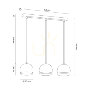 Závesné svietidlo Ball Wood, obsahuje 3 LED žiarovky GU10 s výkonom 5 W, olejovaný dub/satén, 52 cm small 2
