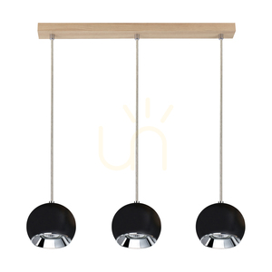 Závesné svietidlo Spot Light BALL WOOD 5143374, olejovaný dub a čierna, 3×GU10, 52 cm small 0