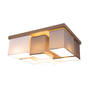 Stropné svietidlo Vineda, 6xE27, Max. 25 W, olejovaný dub/biela/sivá/hnedá, 55 cm small 1