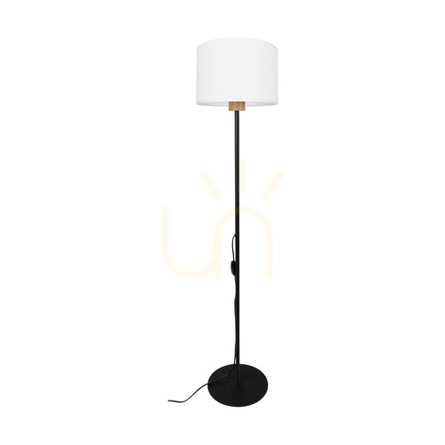 Skontrolujte Stojaca lampa Olaf 1xE27 Max. 40 W, čierna/olejovaný dub/biela, Ø 25 cm