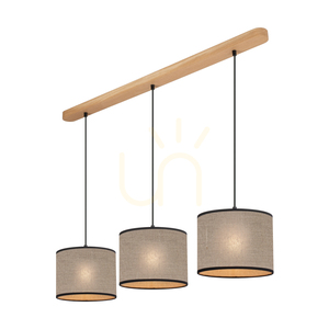 Závesné svietidlo Rijeka 3xE27 Max. 40 W, olejovaný dub / béžové ľanové plátno, 100 cm small 1