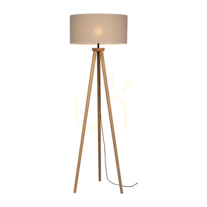 Stojaca lampa Emmo, 1xE27, Max. 60 W, morená borovica/čierne PVC/béžová small 1