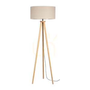Stojaca lampa Emmo, 1xE27, Max. 60 W, morená borovica/čierne PVC/béžová small 0