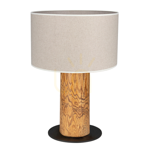 Skontrolujte Stolná lampa Emmo, 1xE27, Max. 40 W, morená borovica/čierna/čierne PVC/béžová, Ø 30 cm