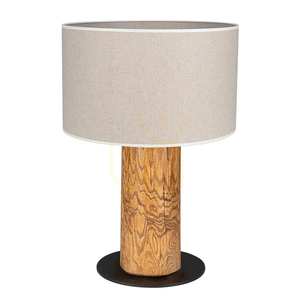 Stolná lampa Emmo, 1xE27, Max. 40 W, morená borovica/čierna/čierne PVC/béžová, Ø 30 cm small 0