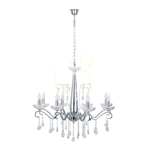 Skontrolujte Luster Alessa, 8xE14, Max. 40 W, chrómovaný kov/číre krištáľové sklo, Ø 81 cm