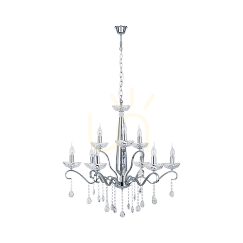 Skontrolujte Luster Alessa, 9xE14, Max. 40 W, chrómovaný kov/číre krištáľové sklo, Ø 83 cm