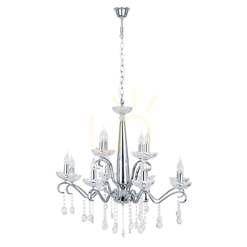 Skontrolujte Luster Alessa, 12xE14, Max. 40 W, chrómovaný kov/číre krištáľové sklo, Ø 83 cm