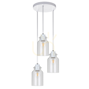 Závesné svietidlo Alessandro, 3xE27, Max. 60 W, biely kov / priehľadný PVC kábel / priehľadný sklenený tienidlo, Ø 22 cm small 0