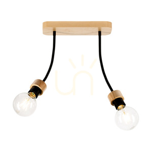 Stropné svietidlo Allumer, 2xE27, Max. 25 W, olejovaný dub/čierny kov, 29 cm small 1