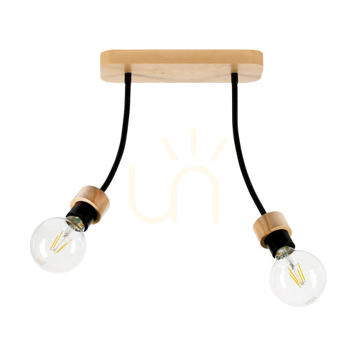 Skontrolujte Stropné svietidlo Allumer, 2xE27, Max. 25 W, olejovaný dub/čierny kov, 29 cm