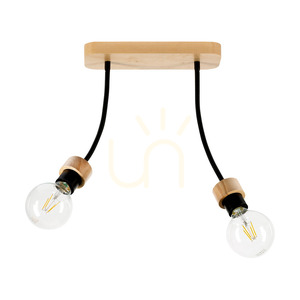 Stropné svietidlo Allumer, 2xE27, Max. 25 W, olejovaný dub/čierny kov, 29 cm small 0