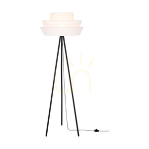 Stojaca lampa Amar, 1xE27, Max. 40 W, čierny kov / čierny PVC kábel / biele tienidlo, Ø 55 cm small 1