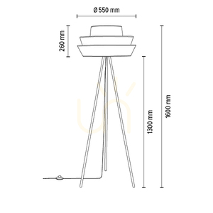 Stojaca lampa Amar, 1xE27, Max. 40 W, čierny kov / čierny PVC kábel / biele tienidlo, Ø 55 cm small 3