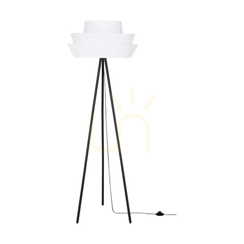 Skontrolujte Stojaca lampa Amar, 1xE27, Max. 40 W, čierny kov / čierny PVC kábel / biele tienidlo, Ø 55 cm
