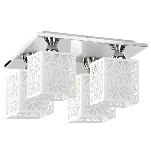 Skontrolujte Stropné svietidlo Anika, 4xE27, 60 W, chrómový kov/biely plastový tienidlo, 33 cm