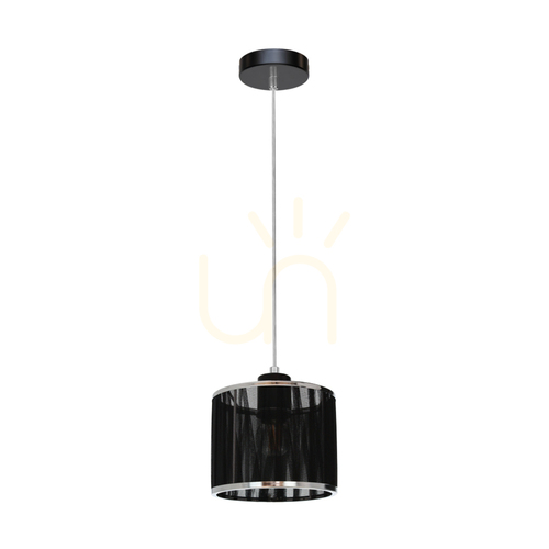 Skontrolujte Závesné svietidlo Anina 1xE14 Max. 25 W, čierny kov / priehľadné PVC / čierno-chrómový tienidlo, Ø 15 cm