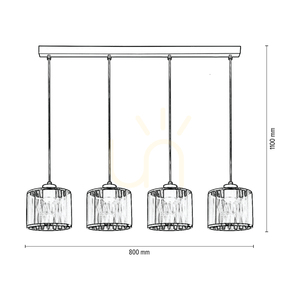 Závesné svietidlo Anina 4xE14 Max. 25 W, čierny kov / priehľadné PVC / čierno-chrómový tienidlo, 80 cm small 2