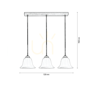 Závesné svietidlo Anna 3xE27 Max. 60 W, olejovaný dub / priehľadný PVC kábel / biele sklenené tienidlo 53 cm small 2