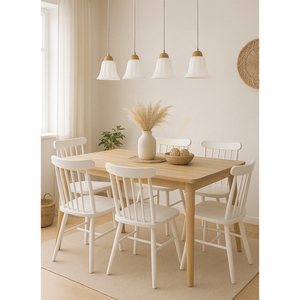 Závesné svietidlo Anna 4xE27 Max. 60 W, olejovaný dub / priehľadný PVC kábel / biely sklenený tienidlo, 80 cm small 1