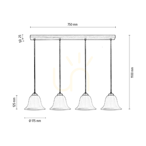 Závesné svietidlo Anna 4xE27 Max. 60 W, olejovaný dub / priehľadný PVC kábel / biely sklenený tienidlo, 80 cm small 2