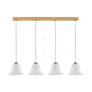Závesné svietidlo Anna 4xE27 Max. 60 W, olejovaný dub / priehľadný PVC kábel / biely sklenený tienidlo, 80 cm small 0