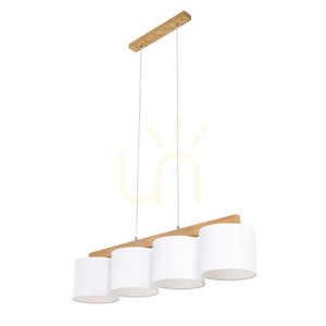 Závesné svietidlo Aprillia 4xE27 Max. 25 W, olejovaný dub / priehľadný PVC kábel / biele tienidlo 86 cm small 1