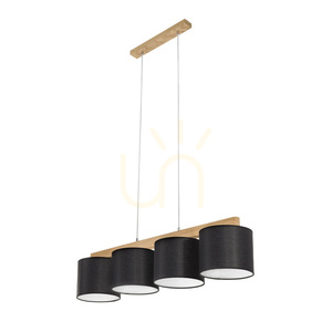 Závesné svietidlo Aprillia 4xE27 Max. 25 W, olejovaný dub / priehľadný PVC kábel / čierne tienidlo 86 cm small 1