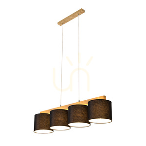 Závesné svietidlo Aprillia 4xE27 Max. 25 W, olejovaný dub / priehľadný PVC kábel / čierne tienidlo 86 cm small 2