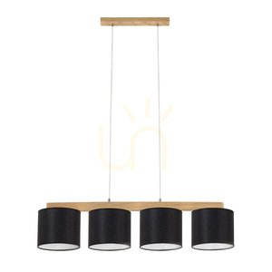 Závesné svietidlo Aprillia 4xE27 Max. 25 W, olejovaný dub / priehľadný PVC kábel / čierne tienidlo 86 cm small 0