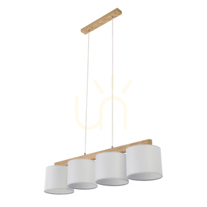 Závesné svietidlo Aprillia 4xE27 Max. 25 W, olejovaný dub / priehľadný PVC kábel / sivý tienidlo 86 cm small 1