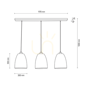 Závesné svietidlo Asmara, 3xE27, Max. 60 W, olejovaný dub / čierny kov / čierny PVC kábel / tienidlo z dymového skla, 125 cm small 2