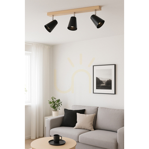 Stropné svietidlo Astrid, 3xE14, Max. 40 W, breza/chromovaný kov/čierny kovový tienidlo, 57 cm small 2