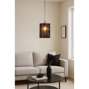 Závesné svietidlo Atana, 1xE27, Max. 60 W, chrómovaný kov / priehľadný PVC kábel / čierne tienidlo, 12 cm small 1