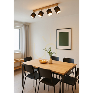 Stropné svietidlo Atike, 4xE27, Max. 25 W, olejovaný dub/chrómovaný kov/čierna, tienidlo 90 cm small 2