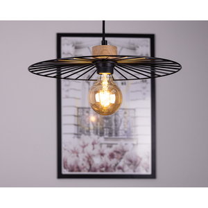 Závesné svietidlo „Ballerina“ 1xE27 Max. 60 W, olejovaný dub / čierny kov / čierny PVC kábel, Ø 35 cm small 1