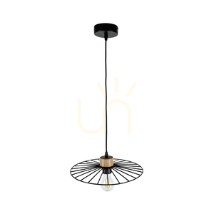 Závesné svietidlo „Ballerina“ 1xE27 Max. 60 W, olejovaný dub / čierny kov / čierny PVC kábel, Ø 35 cm small 0